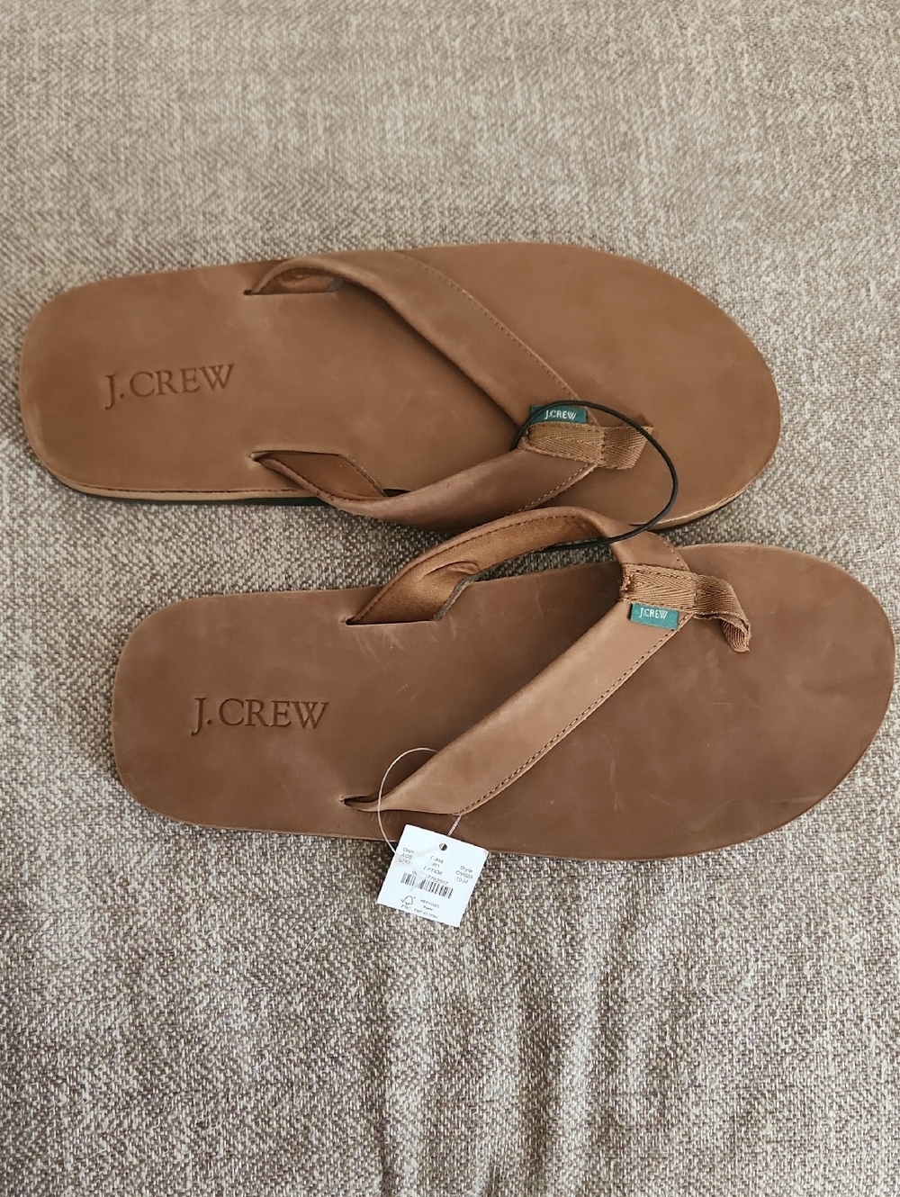 J. Crew Tan Leather Flip Flop Sandals